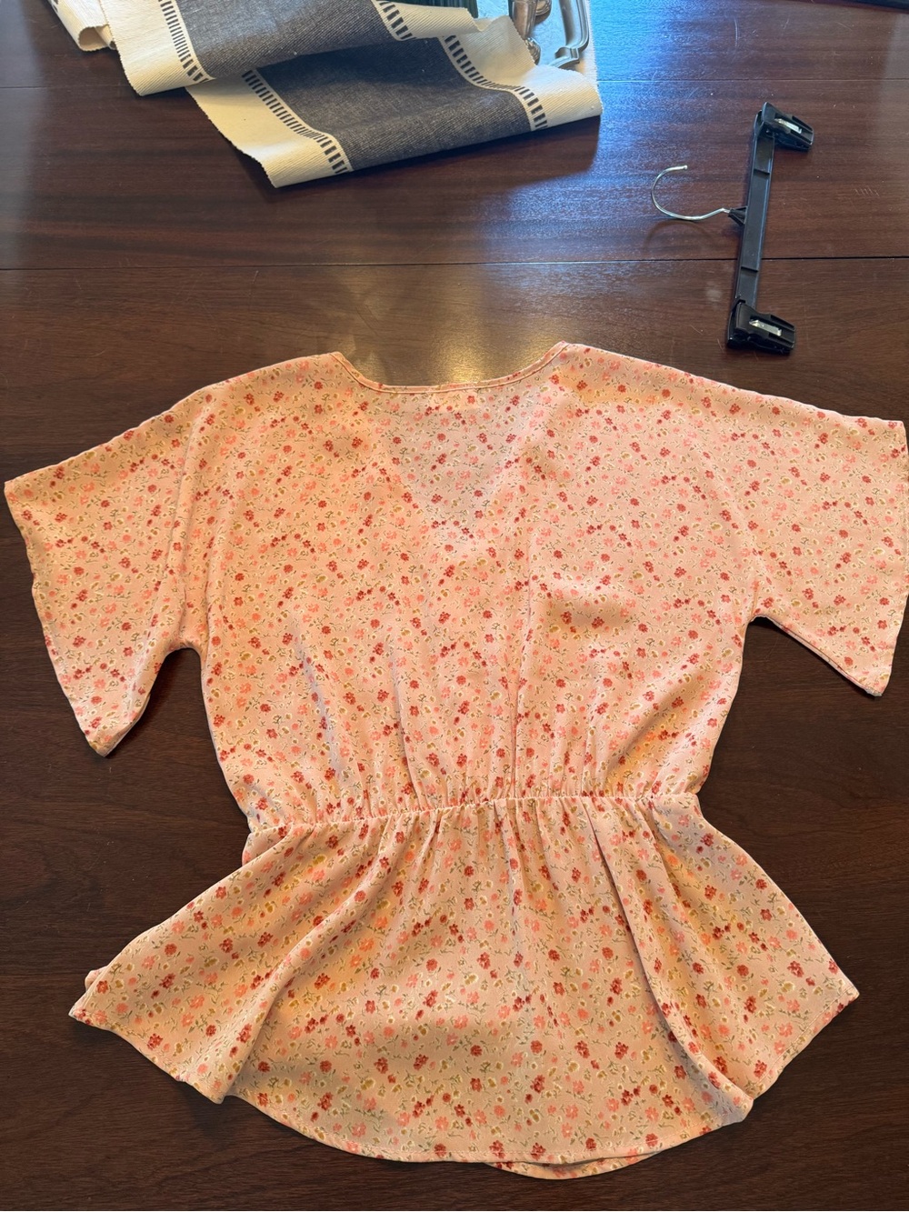 Sienna Sky Peach Floral V-Neck Peplum Blouse - Picture 6 of 6